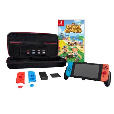 Konsola NINTENDO Switch HAC-001(-01) + Kontroler Switch Czerwono-niebieski + Animal Crossing: New Horizons Gra NINTENDO SWITCH + Etui MAD DOG NSA500