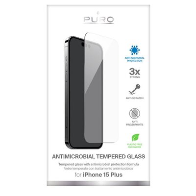 Фото - Захисне скло / плівка PURO Szkło hartowane  Anti-Bacterial Tempered Glass do Apple iPhone 15 Plus 