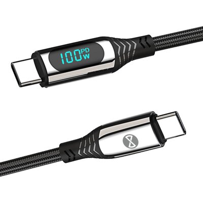 Фото - Кабель FOREVER Kabel USB-C - USB-C  GSM171012 z wyświetlaczem LCD 100W 1 m Czarny 