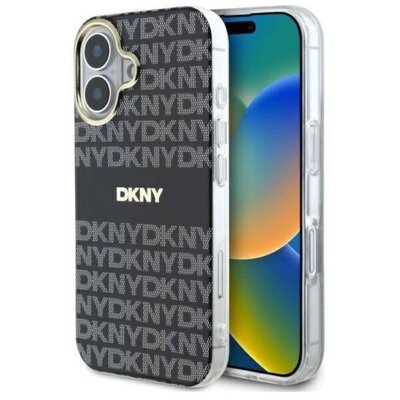 Etui DKNY Repeat Texture Pattern With Stripe do Apple iPhone 16 Czarny